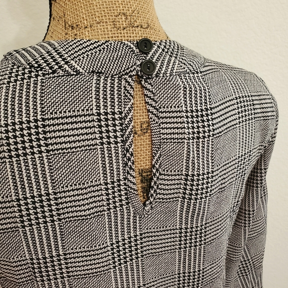 moamoa houndstooth long sleeve striped tunic blouse sz.Small E - Picture 2 of 6